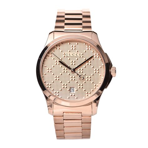 gucci g-timeless qtz sm pink gold steel|Gucci clock stainless steel.